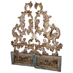 Antique Pair of Monumental Italian Painted 
Parcel Gilt Carvings