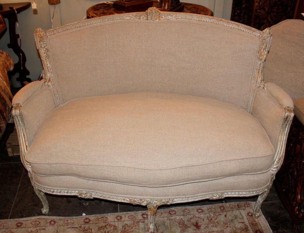 19th Century Painted French Upholstered Sofa