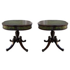 Pair of Leather Top Mahogany Side Tables circa 1900's