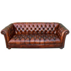 Vintage Leather Tufted Chesterfield Style Sofa C. 1930's