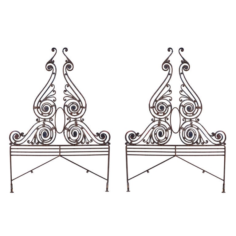 Pair of Wrought Iron Architectural Pieces/Headboards  C. 1920's