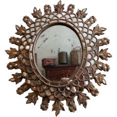 Carved Italian Starburst Mirror C. 1900's