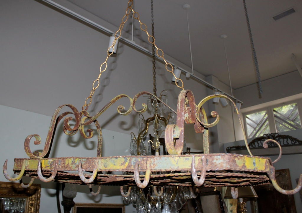Wrought Iron French Painted Iron Pot Rack