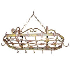 Antique French Painted Iron Pot Rack