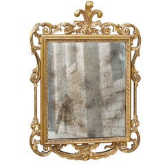 Carved Gold Gilt Italian Mirror with Aged Glass