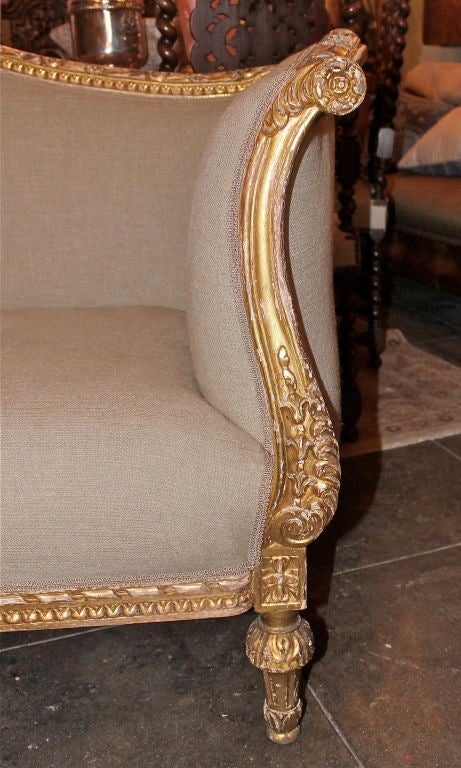 Carved French Gilt Wood Sofa C. 1900's 1