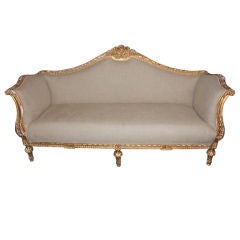 Antique Carved French Gilt Wood Sofa C. 1900's