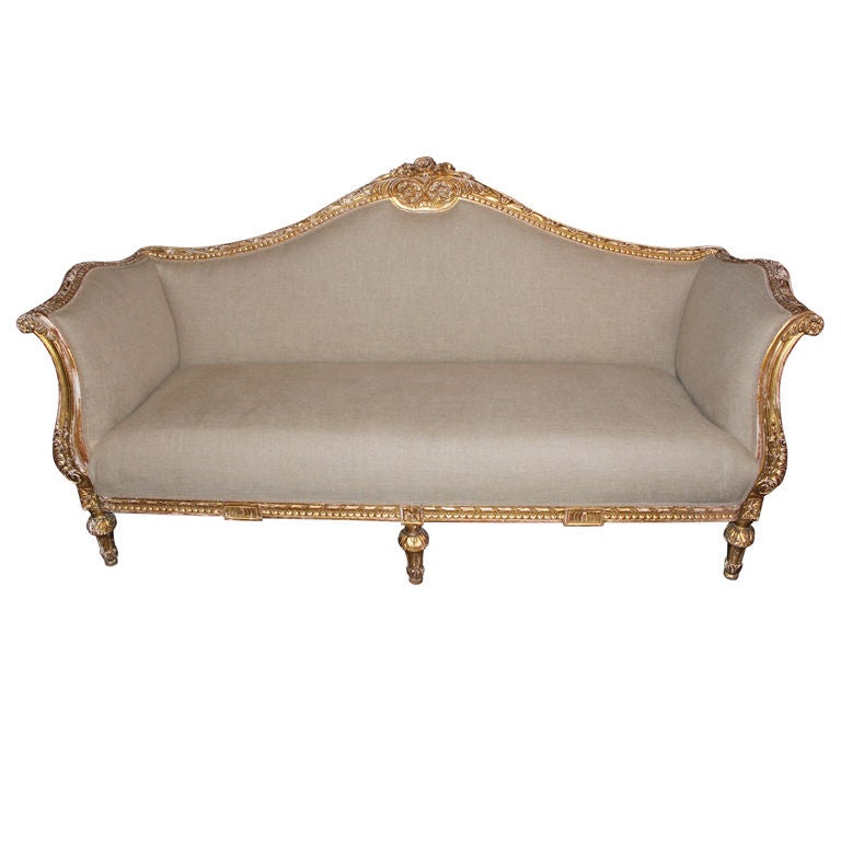 Carved French Gilt Wood Sofa C. 1900's