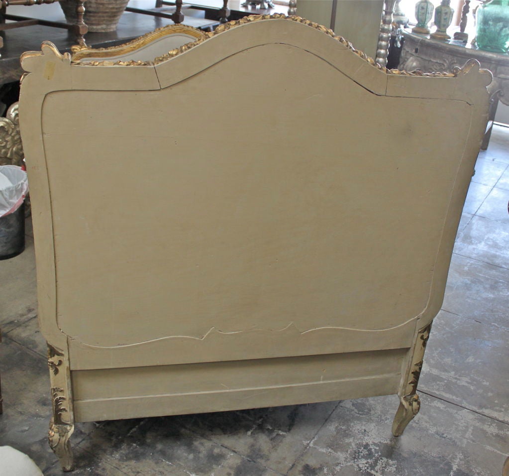 Italian Painted & Parcel Gilt Carved Bed C 1880's 5