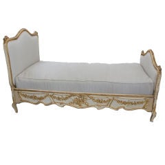 Italian Painted & Parcel Gilt Carved Bed C 1880's