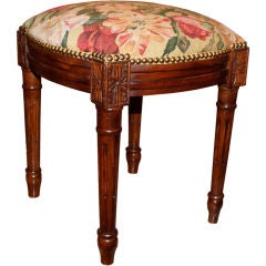 Antique Aubusson Upholstered French Stool