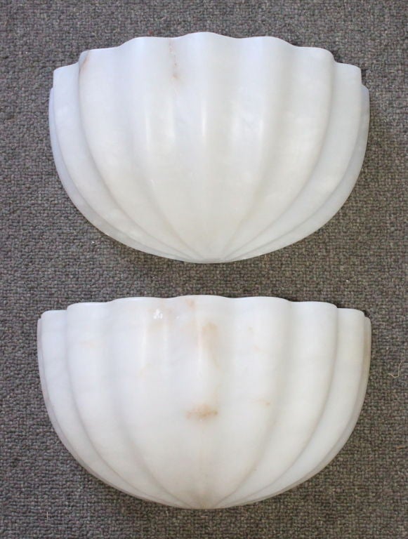 Pair of shell alabaster sconces made by Boyd Lighting Company.