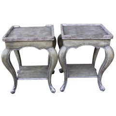 Pair of Carved Painted Italian Tables C. 1940's