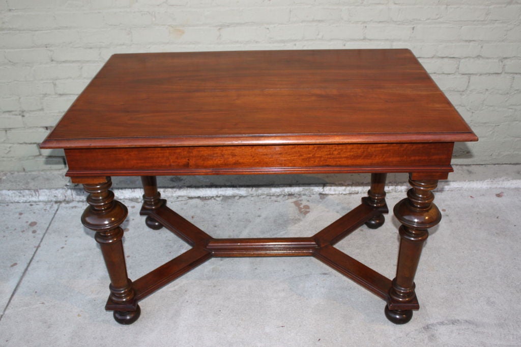19th C. Italian Walnut Writing Table/Desk with Bun Feet