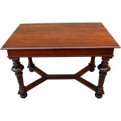 19th C. Italian Walnut Writing Table/Desk with Bun Feet