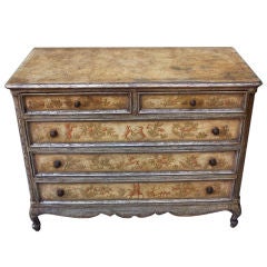French Hand Painted Chest of Drawers C. 1940's