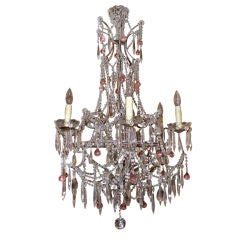 Six Light Crystal & Beaded Italian Style Chandelier