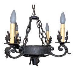 Petite Spanish Wrought Iron Four Light Chandelier