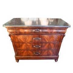 19th C. Louis XIV Style Flame Mahogany Chest of Drawers