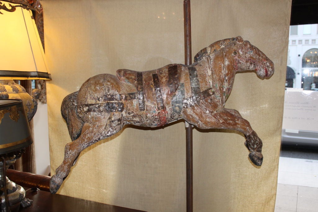 French 19th C. Carousel Horse on Iron Stand