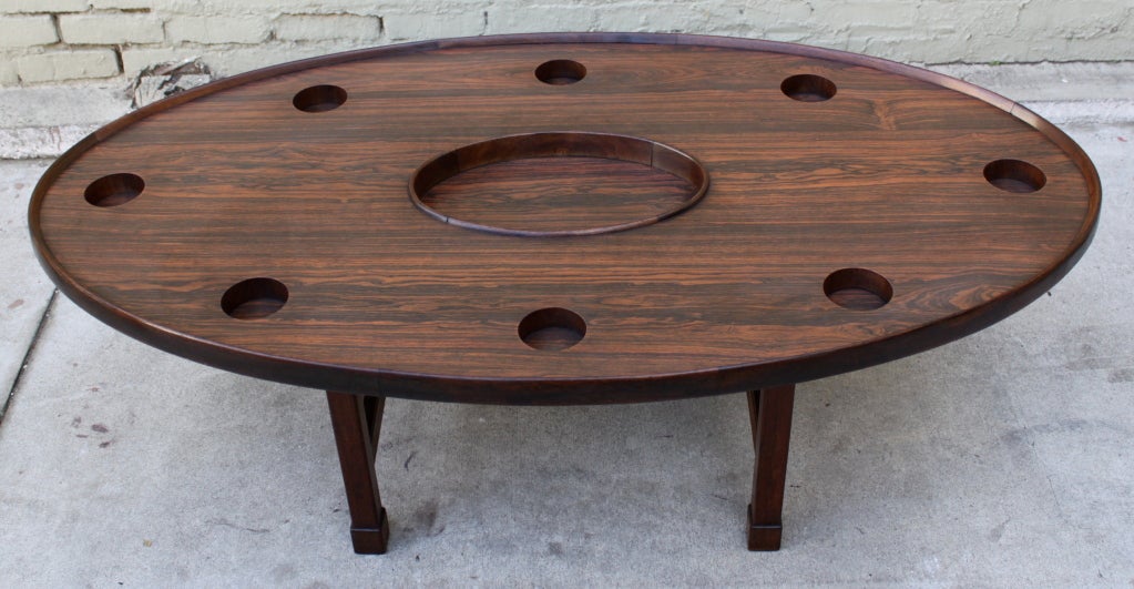 Brazilian Rosewood Oval Coffee Table C. 1950's