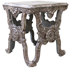 Painted & Silver Gilt X-Frame Table with Marble Top