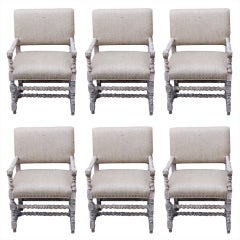 Set of (6) 19th C. Spanish Barley Twisted Armchairs