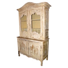 19th C. Carved Painted French Armoire