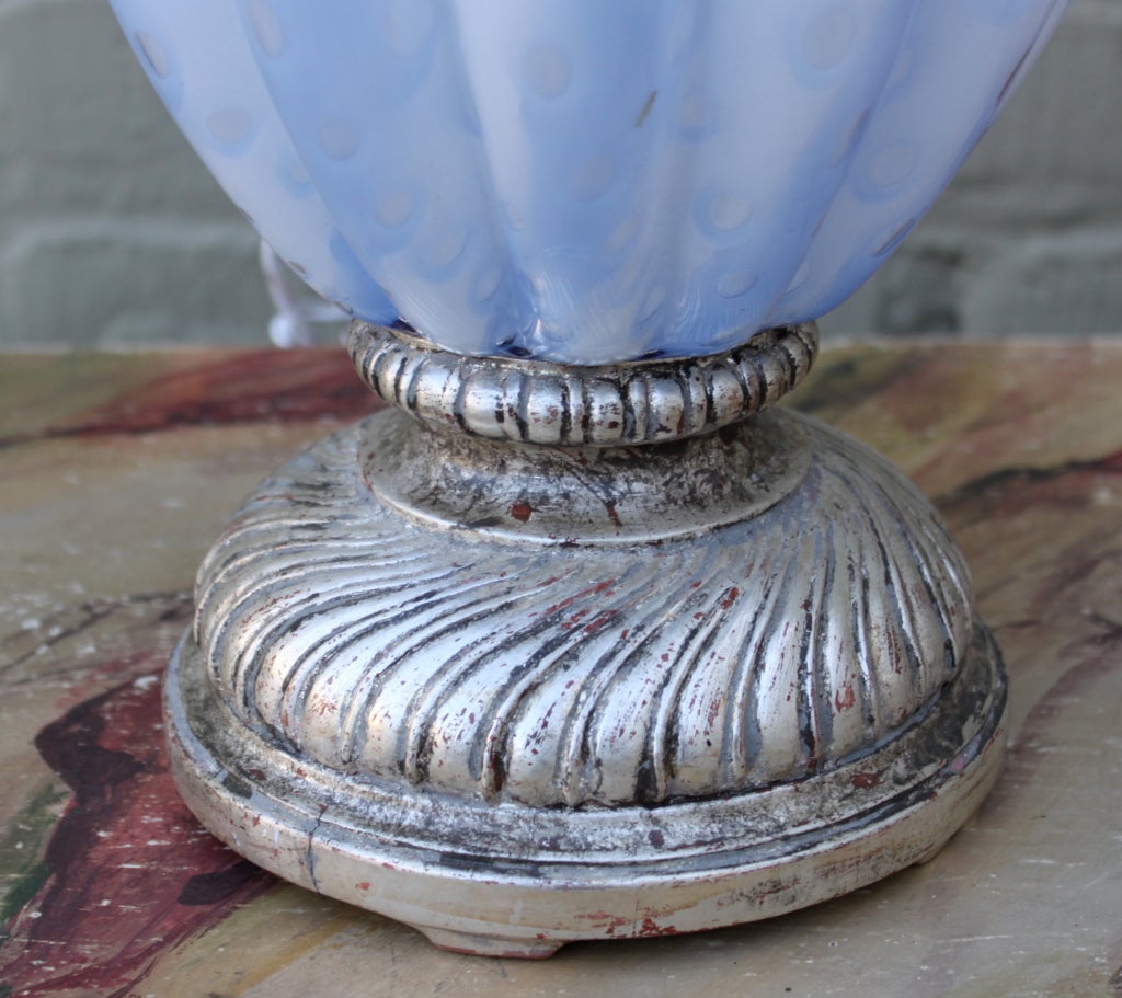 Pair of Italian Glass Murano Lamps with Custom Shades 1