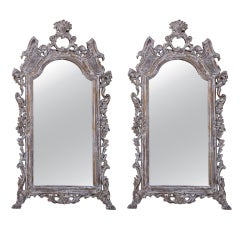 Pair of Monumental Chinoiserie Style Painted Mirrors