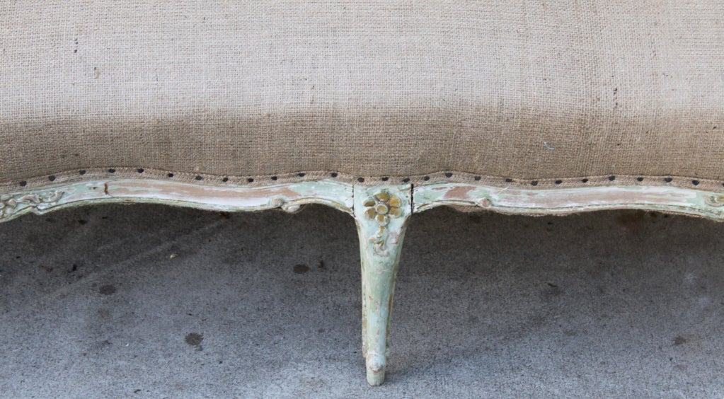 19th Century 19th C. French Carved & Painted Cane Back Settee