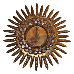 Spanish Carved Gilt Wood Sunburst Mirror