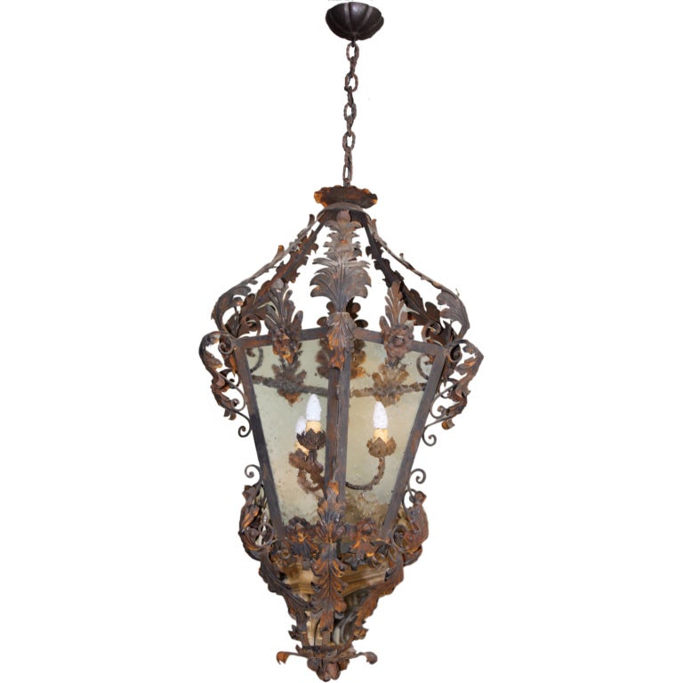 Monumental Spanish Wrought Iron Lantern For Sale at 1stdibs