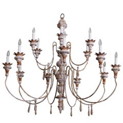 (15) Light Monumental Italian Painted Chandelier