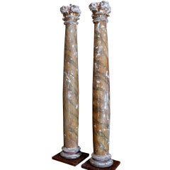 Pair of 19th C. Italian Painted Columns
