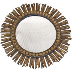 Antique Carved Spanish Sunburst Mirror C. 1900's