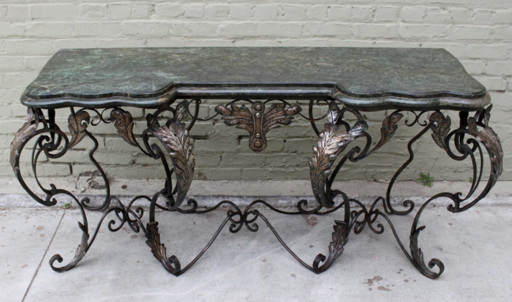 Wrought Iron French Console with Marble Top