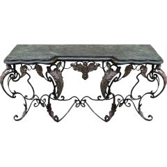 Wrought Iron French Console with Marble Top