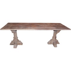 19th C. French Gothic Washed Console Table