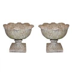 Antique Pair of Monumental Spanish Stone Urns