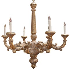 Grand Scaled Italian Gilt Wood Chandelier