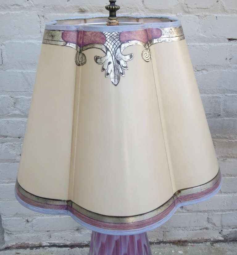 Mid-Century Modern Pair of Murano Lamps with Parchment Shades