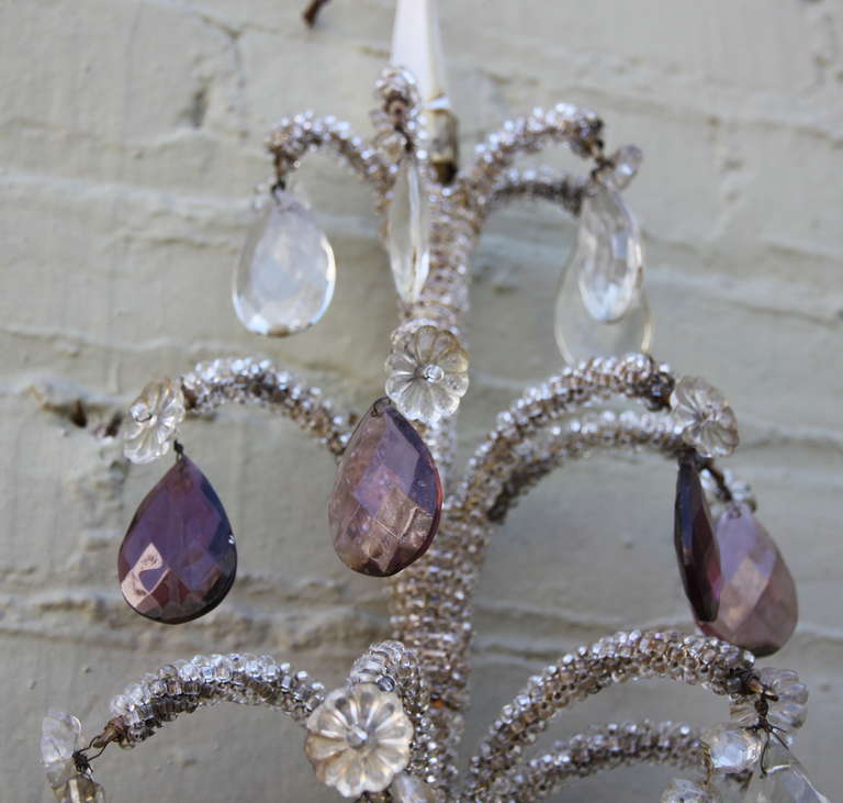 Other Pair of French 5-Light Crystal Beaded Sconces
