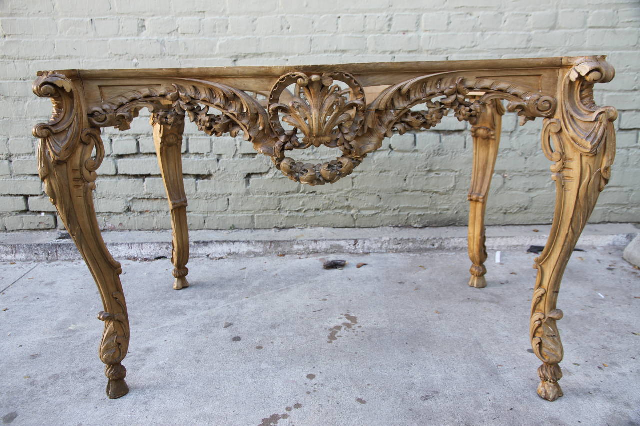 Rococo French Louis XV Style Carved Console with Onyx Top