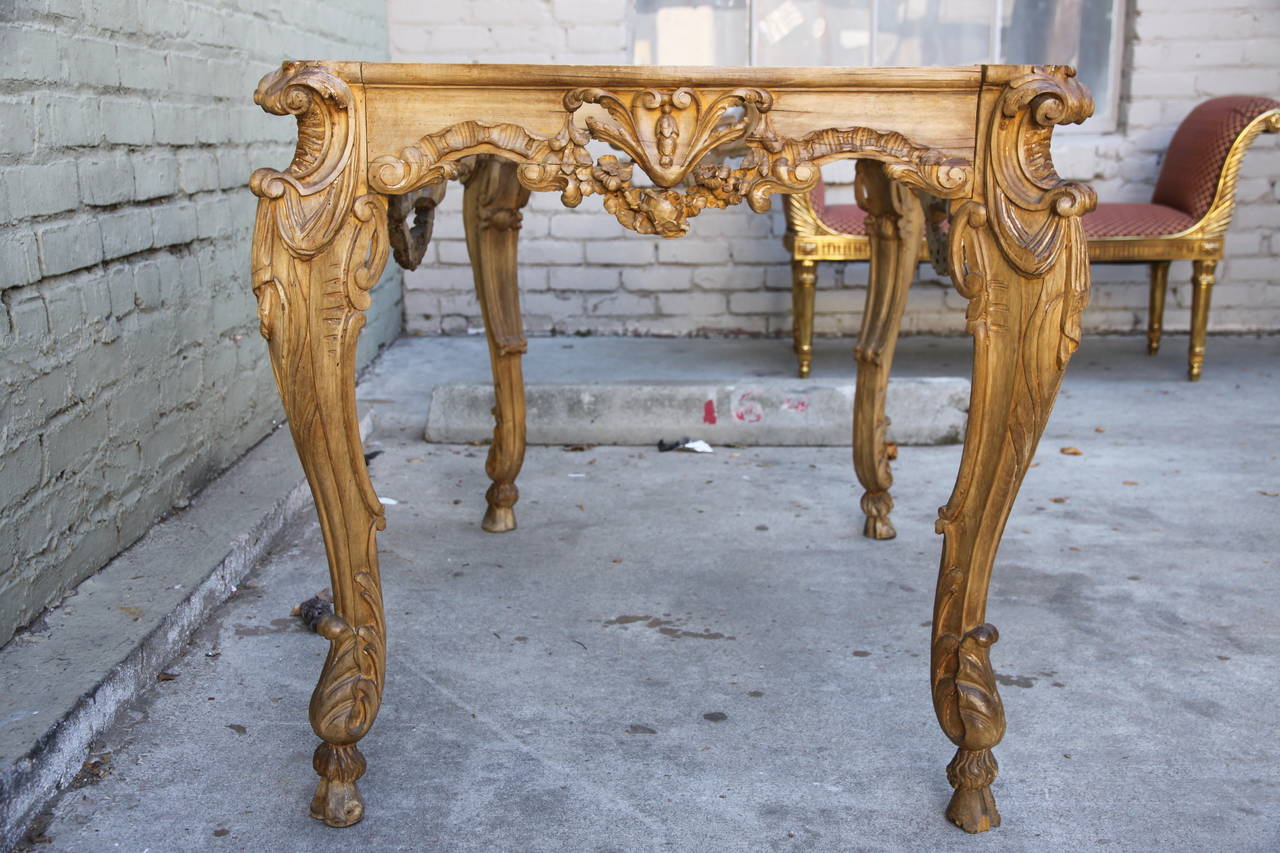 19th Century French Louis XV Style Carved Console with Onyx Top