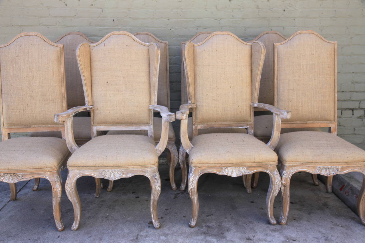 Set of Eight French Louis XV Style Dining Chairs In Distressed Condition In Los Angeles, CA