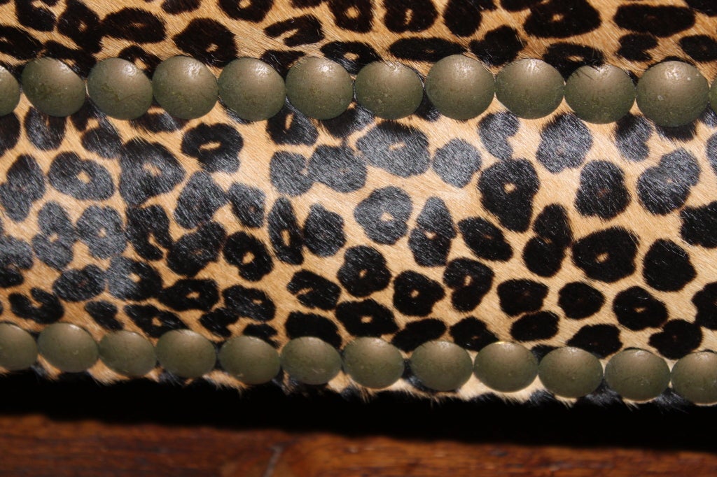 American Faux Leopard Upholstered Bench with Lion Paw Feet