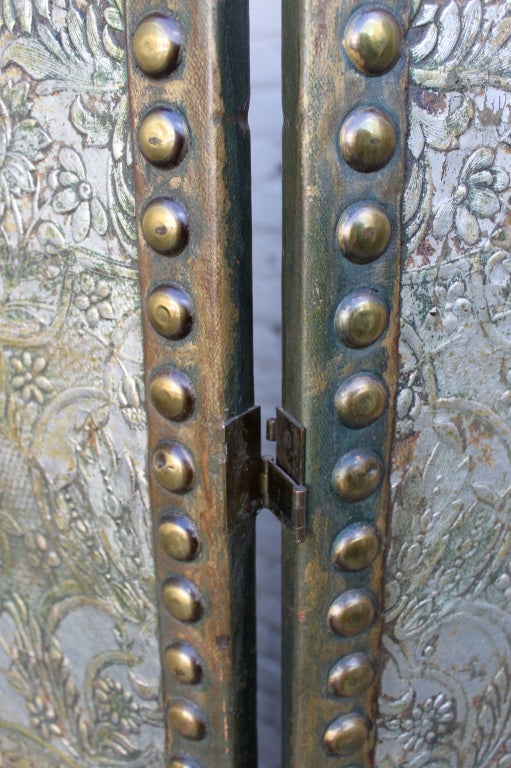 19th C. Italian Silver Gilt Leather Embossed Panels 3