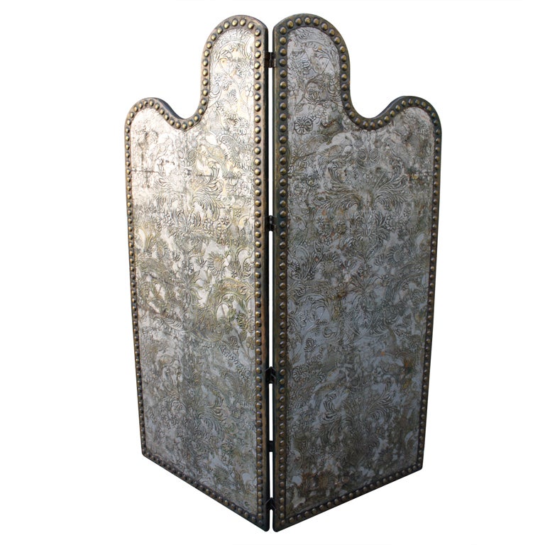 19th C. Italian Silver Gilt Leather Embossed Panels