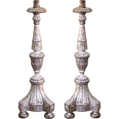 Pair of 19th C. Italian Silver Gilt Candlesticks